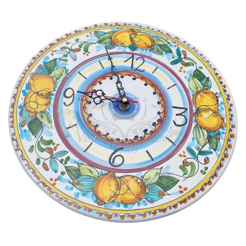 Horloge murale. Ligne Citrons. Céramique de Vietri. Peinte à la main.