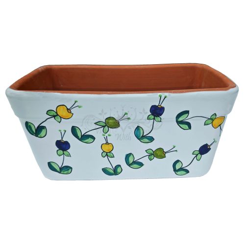 Jardinera rectangular. Línea Flores. Cerámica de Vietri....