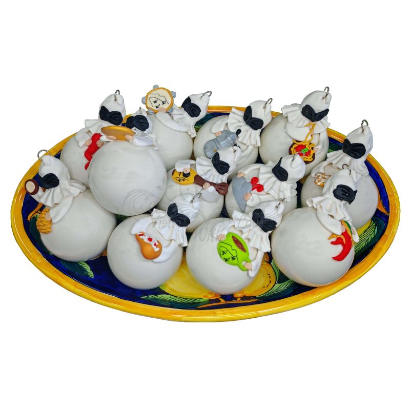 Christmas Ball. Pulcinella. Hand painted Vietri...