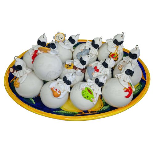 Bola Adorno Navideño. Pulcinella. Cerámica de Vietri pintada a mano.