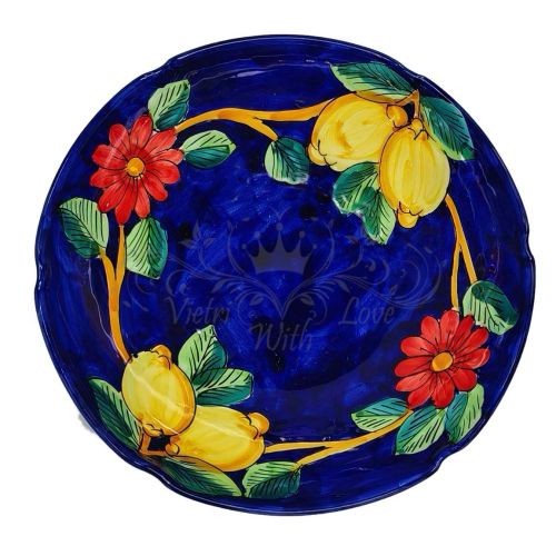 Coppa Smerlata. piatto fondo fondina insalatiera. Linea Limoni e fiori. Ceramica di vietri. Dipinta a mano.