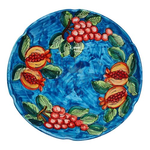 Scalloped bowl, deep plate, soup bowl, salad bowl. Fruit Line. Hand-painted Vietri ceramic.