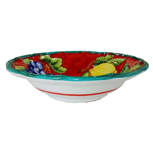 Scalloped bowl, deep plate, soup bowl, salad bowl. Fruit Line. Hand-painted Vietri ceramic.