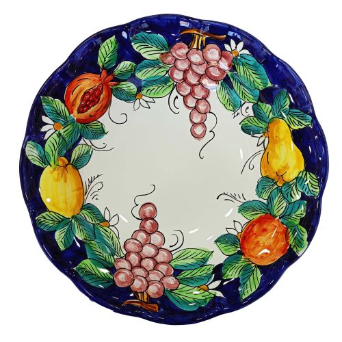 Scalloped bowl, deep plate, soup bowl, salad bowl. Fruit Line. Hand-painted Vietri ceramic.