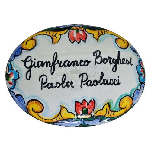 Placa ovalada personalizable Línea Barroca. Cerámica Vietri pintada a mano