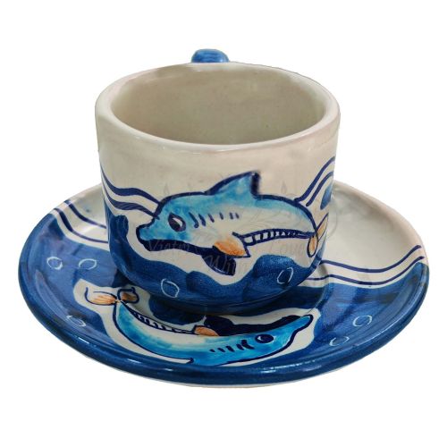 Tasse et sous-tasse. Ligne Marine. Céramique de Vietri. Peinte à la main.