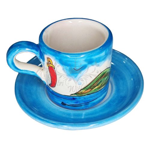 Taza con platito. Línea Napoli. Cerámica de Vietri. Pintada a mano.