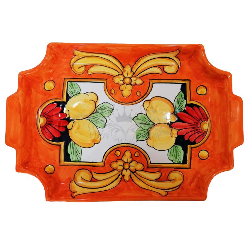 Tray with 6 espresso cups. Baroque Line. Vietri...