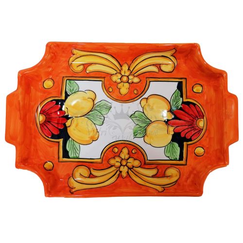 Tray with 6 espresso cups. Baroque Line. Vietri ceramic. Hand-painted.