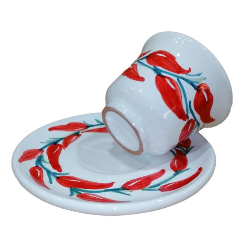 Taza con platito. Línea Chile. Cerámica de Vietri. Pintada a mano.