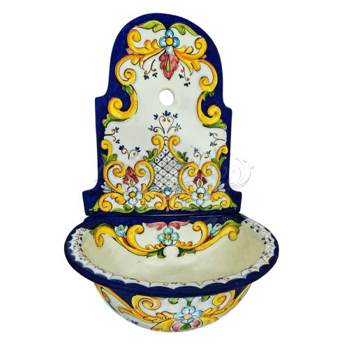 Fuente de jardín. Línea Capri. en cerámica de Vietri. Pintada a mano. Elegancia artesanal para tu exterior.