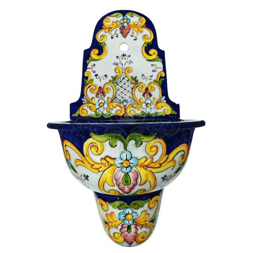 Fuente de jardín. Línea Capri. en cerámica de Vietri. Pintada a mano. Elegancia artesanal para tu exterior.