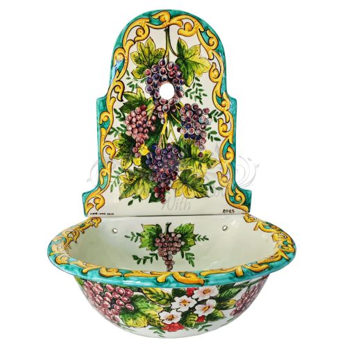 Fontaine de jardin. Ligne Fruits. Céramique de Vietri, peinte à la main. Élégance artisanale pour votre extérieur.