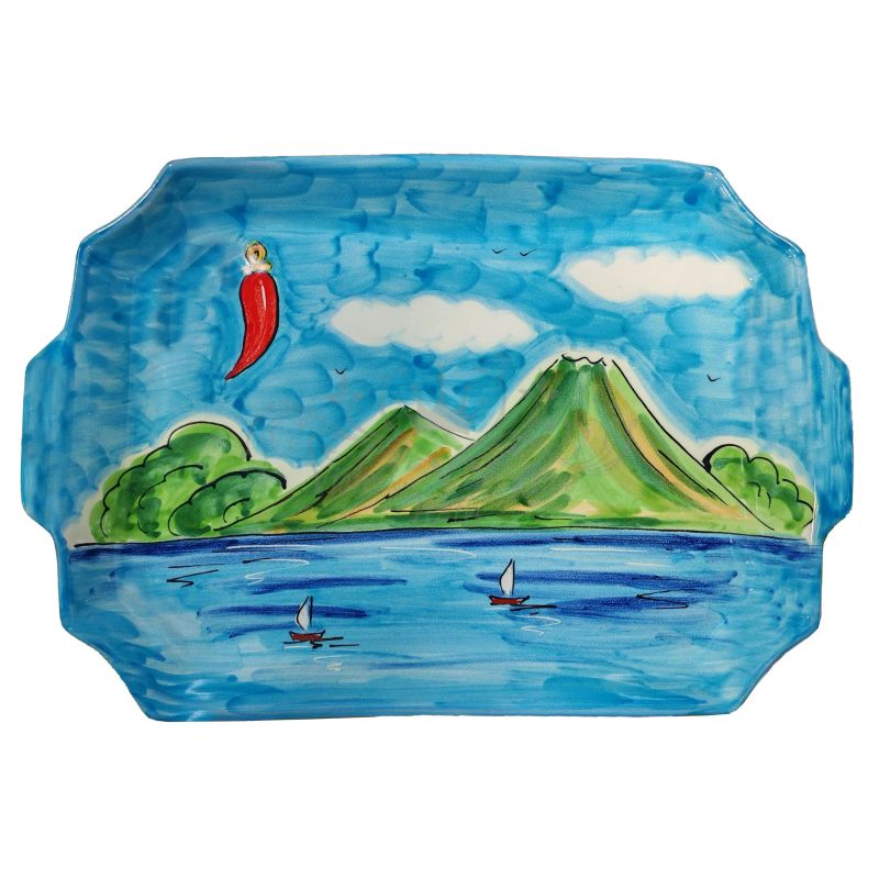 Vassoio con 6 tazzine. Linea Napoli. Ceramica...