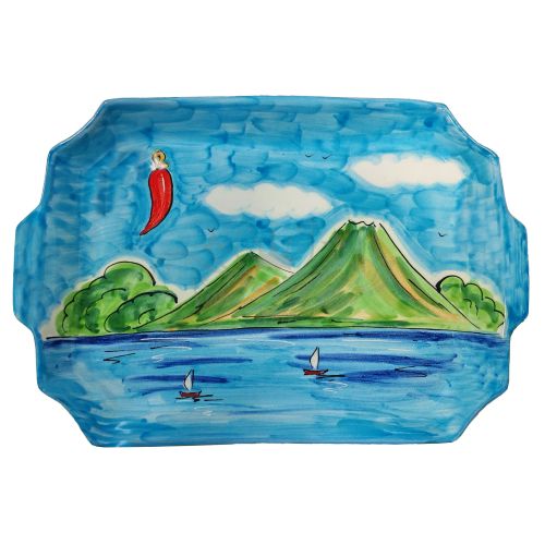 Tray with 6 espresso cups. Naples Collection. Vietri ceramic. Hand-painted.