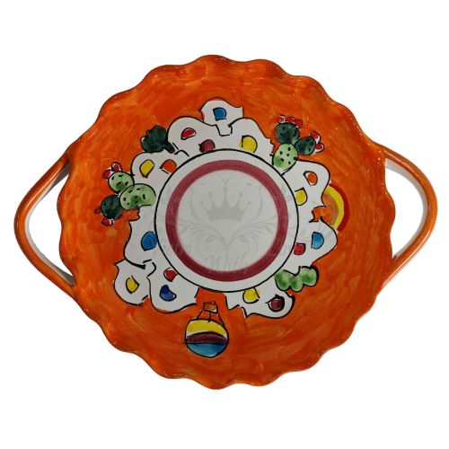 Juego de tazas con azucarero con bandeja Línea Casette. Cerámica de Vietri pintada a mano.