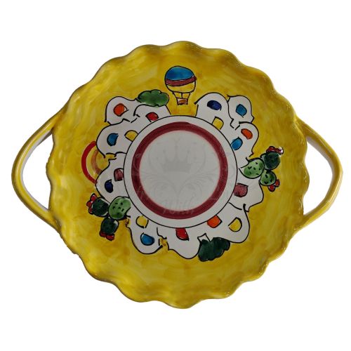 Juego de tazas con azucarero con bandeja Línea Casette. Cerámica de Vietri pintada a mano.