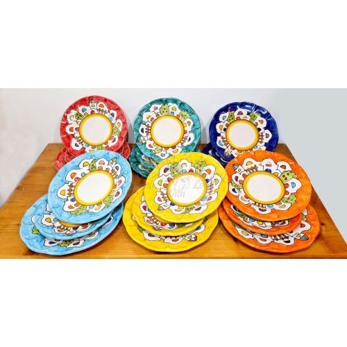 Dish, plate house line. handpainted in Vietri ceramic dinner, fruit/dessert underplate