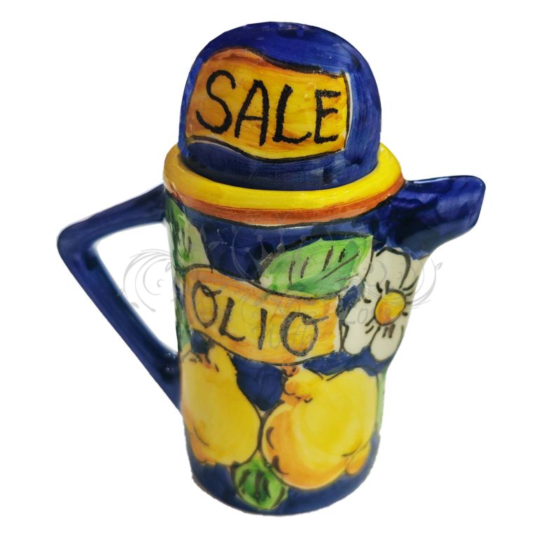Oil cruet. 2-in-1 with salt-holder cap. Lemon...