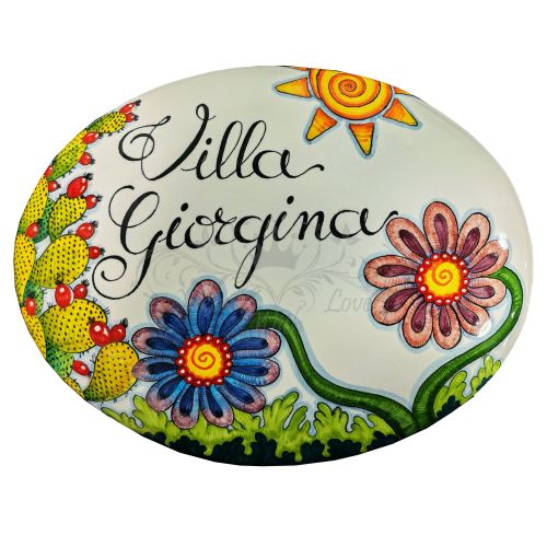 Placa ovalada personalizable. Cerámica Vietri pintada a mano