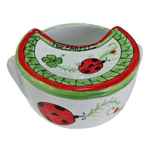 Mozzarella Cheese Pot decoro ladybug - handpainted Vietri... 2