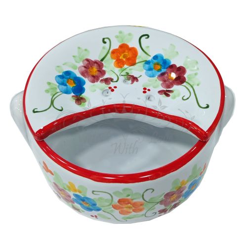 Mozzarella Cheese Pot spring line red - handpainted... 2
