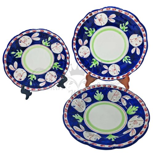 Juego de Platos. Colección Animaletti. Cerámica de Vietri Pintada a Mano