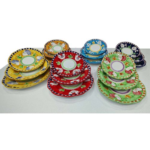 Set Piatti. Linea Animaletti. Ceramica di Vietri. Dipinto a mano