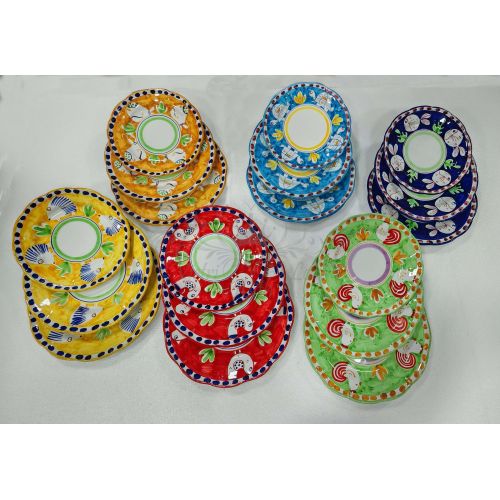 Vietri ceramic animal line service plates, 18 pieces