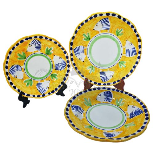 Service d'Assiettes. Collection Animaletti. Céramique de Vietri Peinte à la Main
