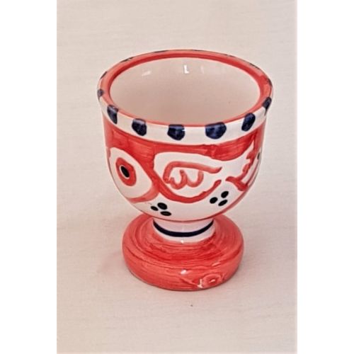 Egg Holder animals line red birdy - handpainted Vietri ceramic