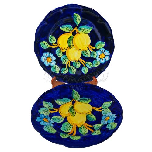 Plate. Dish. Lemons Line. Hand-painted Vietri ceramic.