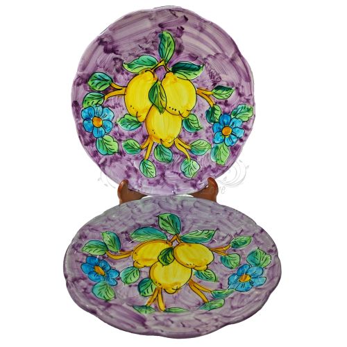 Plate. Dish. Lemons Line. Hand-painted Vietri ceramic.
