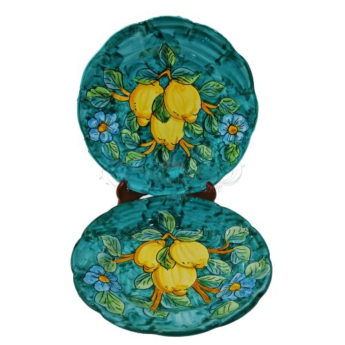 Plate. Dish. Lemons Line. Hand-painted Vietri ceramic.