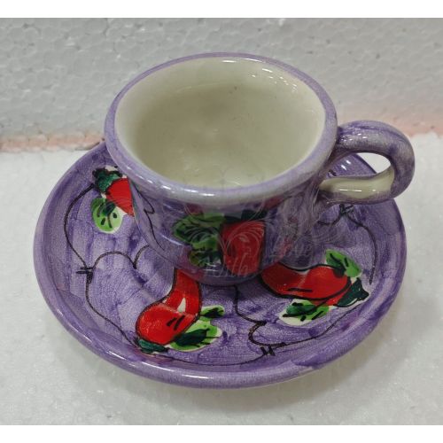 Coffee cup with saucer. Chili Line. Vietri ceramic. Hand-painted.