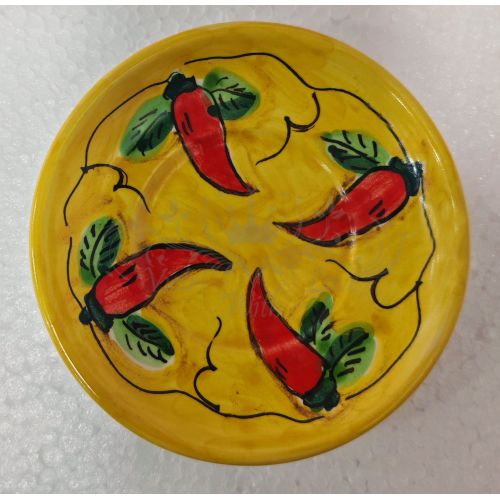 Coffee cup with saucer. Chili Line. Vietri ceramic. Hand-painted.