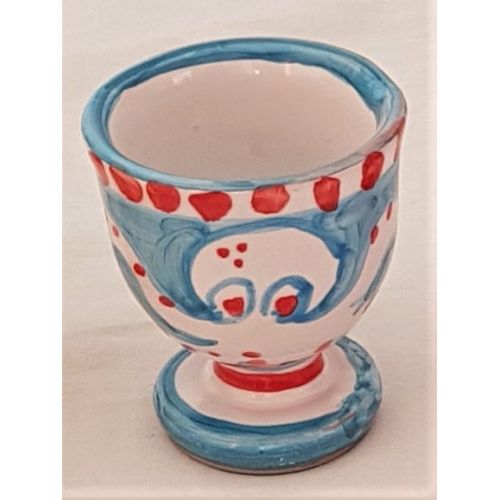 Portauovo linea animaletti Polipo fondo azzurro - Ceramica di Vietri dipinta a mano.