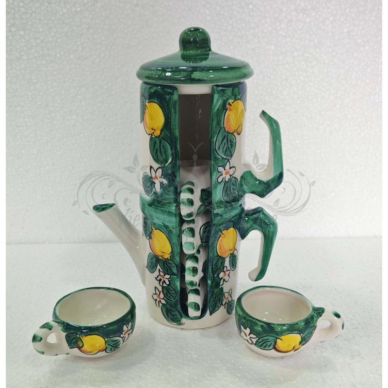 Cafetera porta tazas de café. Línea limones y...