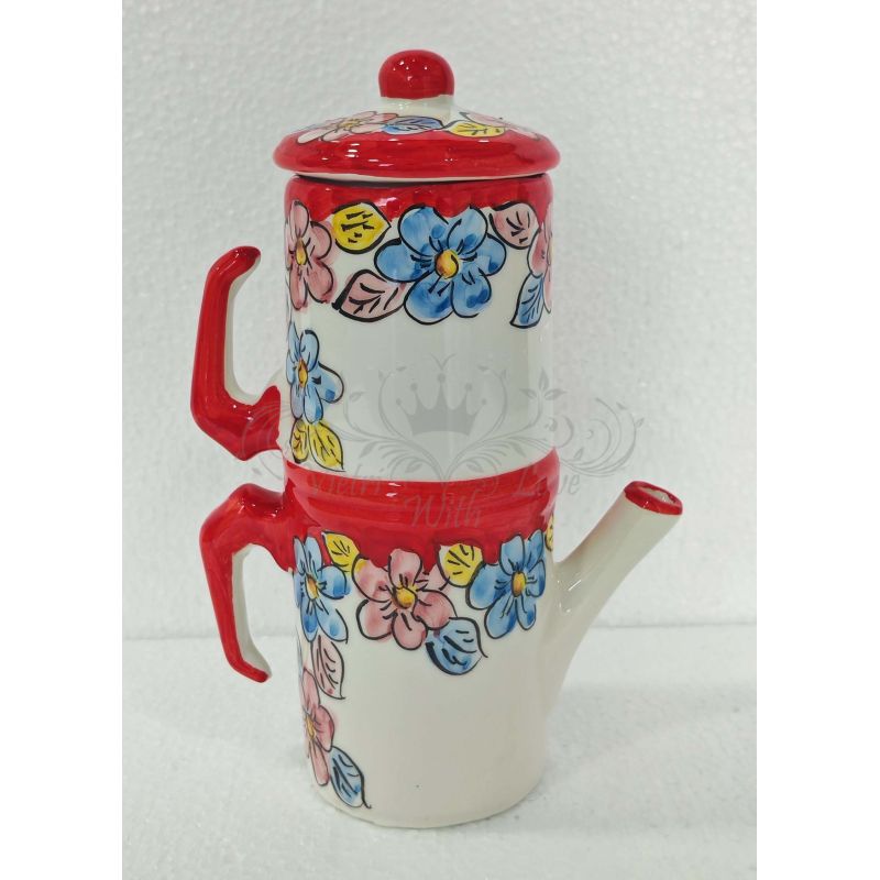 Cafetière porte-tasses à café. Ligne citrons et...