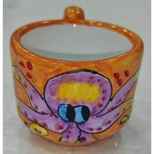 Vassoio con 6 tazzine. Linea Marini. Ceramica di Vietri. Dipinto a mano.