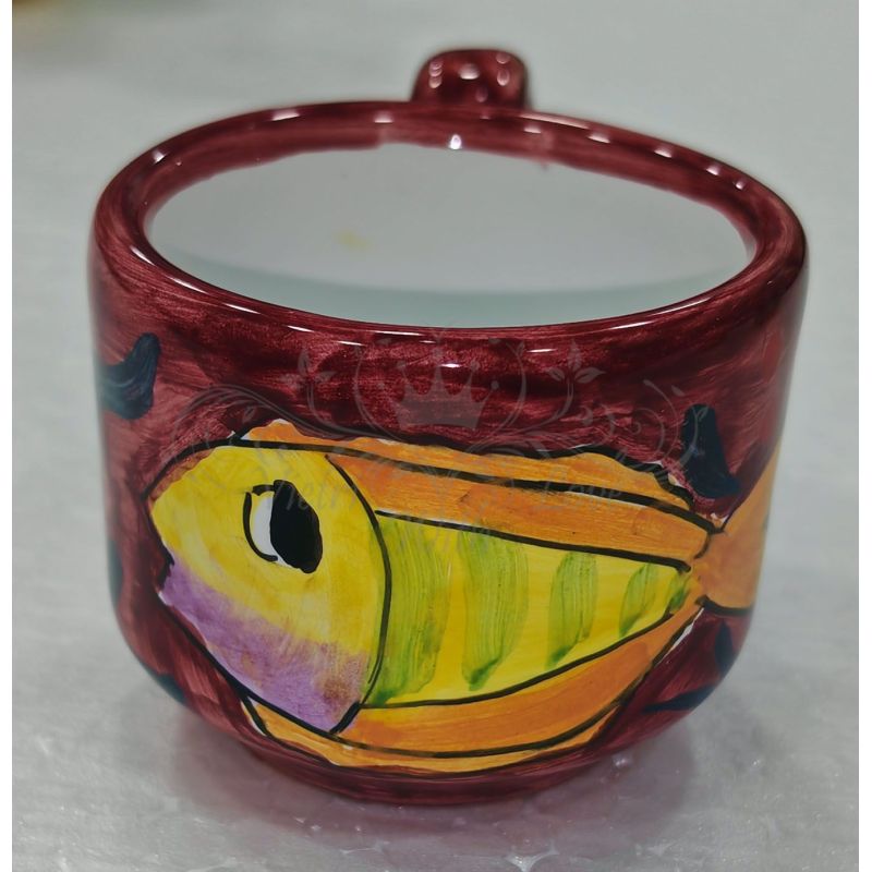 Vassoio con 6 tazzine. Linea Marini. Ceramica...