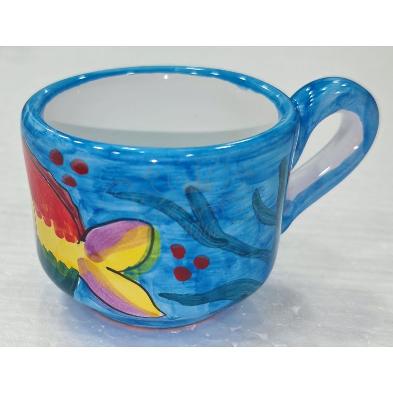 Vassoio con 6 tazzine. Linea Marini. Ceramica...