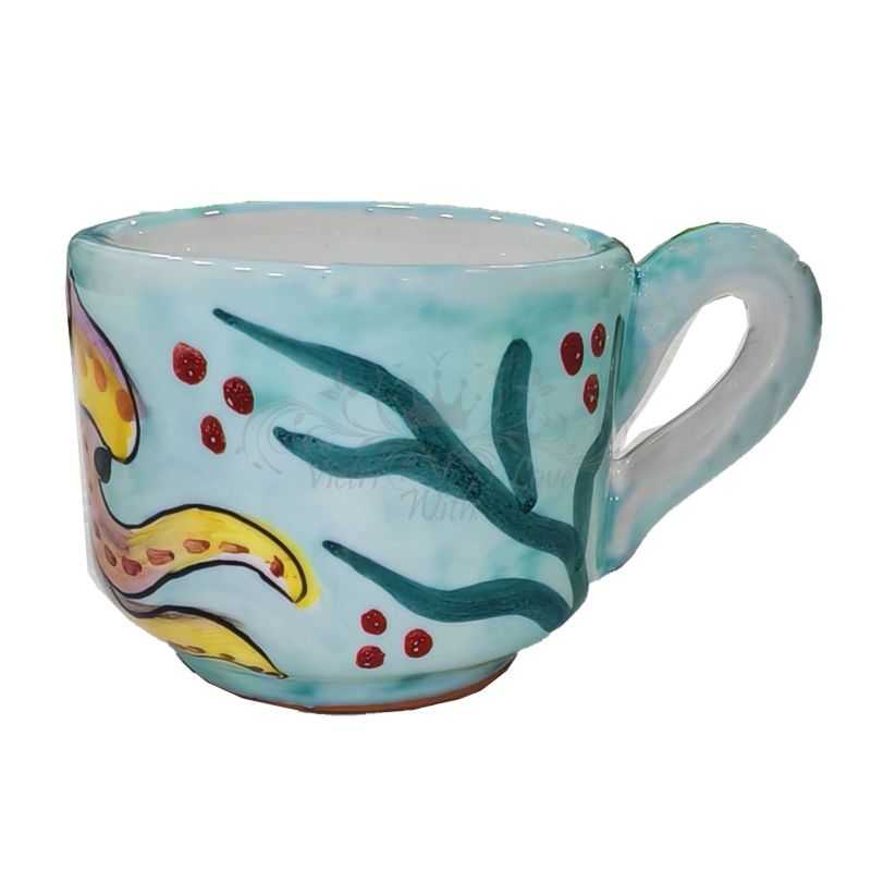 Vassoio con 6 tazzine. Linea Marini. Ceramica...