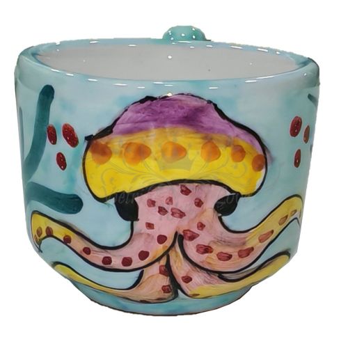 Tazzina da caffè con piattino. Linea Marini. Ceramica di Vietri. Dipinto a Mano