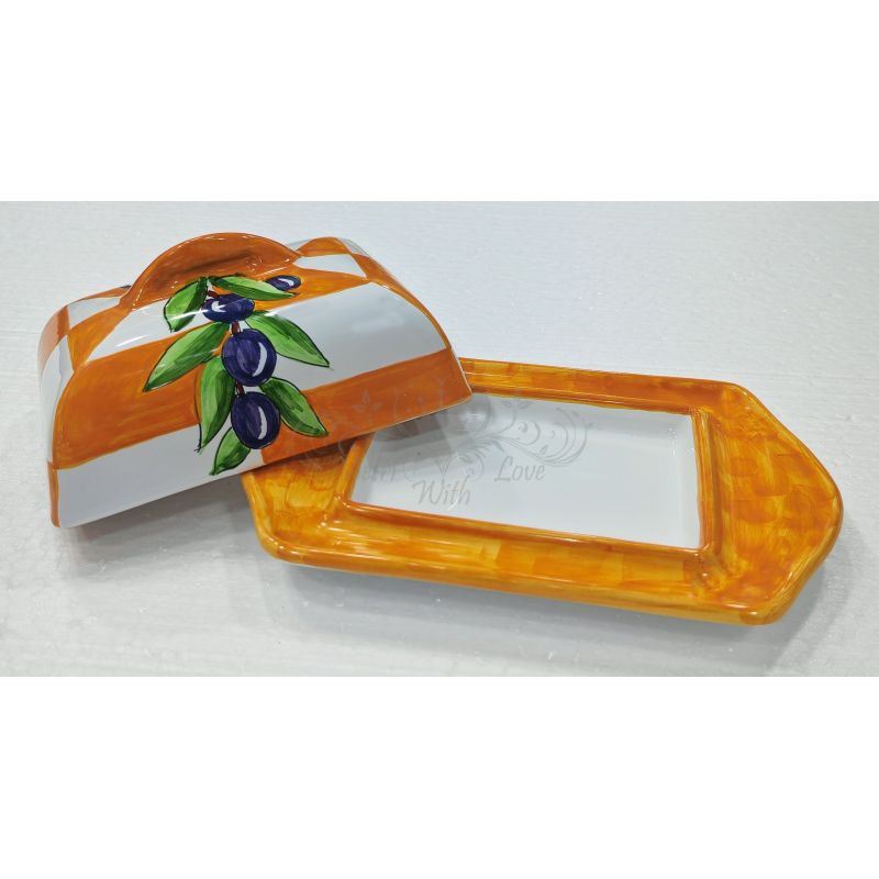Vassoio burro/Formaggi. Linea Righe e Olive....