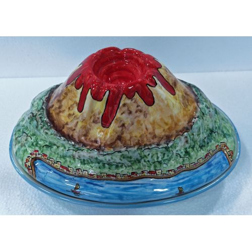 Molde para hornear con forma del Vesubio. Cerámica de Vietri pintada a mano.