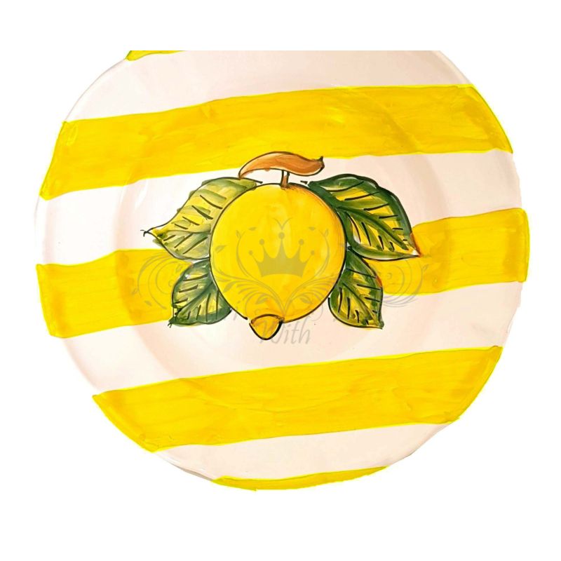 Piatto linea righe e limone. Ceramicadi vietri....