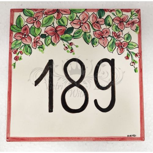Targa quadrata personalizzabile. Ceramica di Vietri. Dipinta a mano.