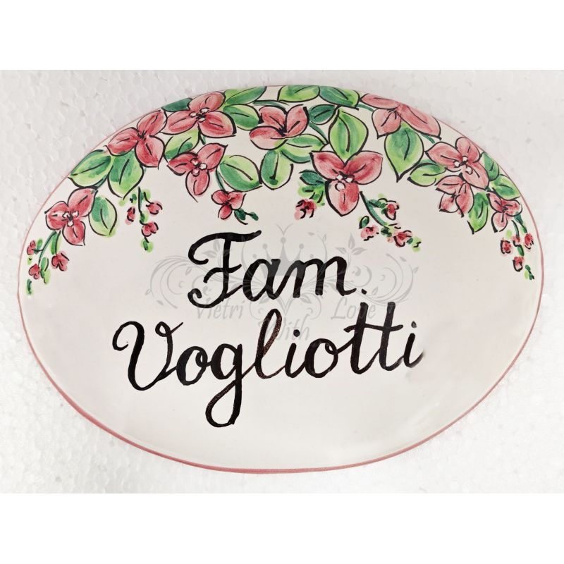 Ovales, personalisierbares Schild. Blumenlinie....