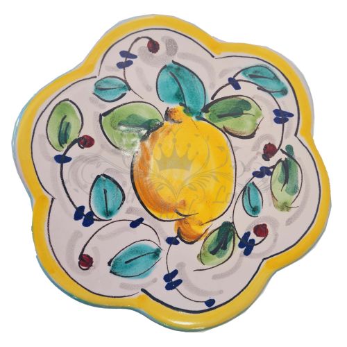 Limon und Blumen-Topfablage. Aus Vietri-Keramik.